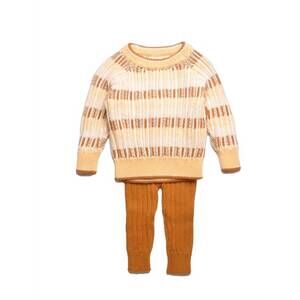 NEW TUN TUN kid's mason vintage knit set in mustard/tobacco